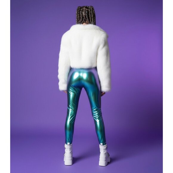 NWT Club Exx Metallic High Waist Iridescent Leggings | Après-Sk Rave Euphoria XS - Picture 6 of 13